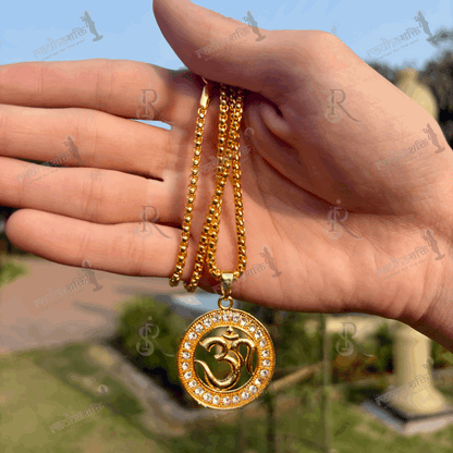 Om Pendant with Hanuman Ji Tulsi Kanthi Mala