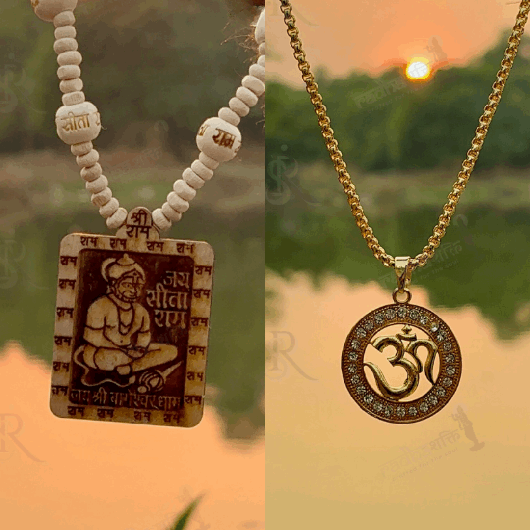 Om Pendant with Hanuman Ji Tulsi Kanthi Mala