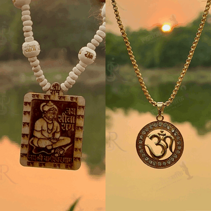 Om Pendant with Hanuman Ji Tulsi Kanthi Mala