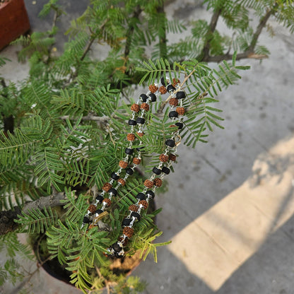 Rudraksh Karungali Combo Mala Silver Plated (Free Bracelet)