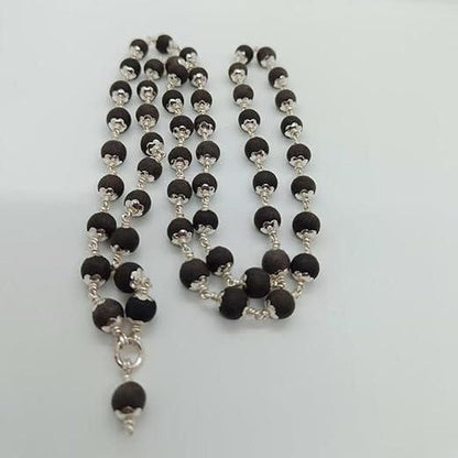 Karungali Rudraksh Mala Silver Plated (Free Bracelet)