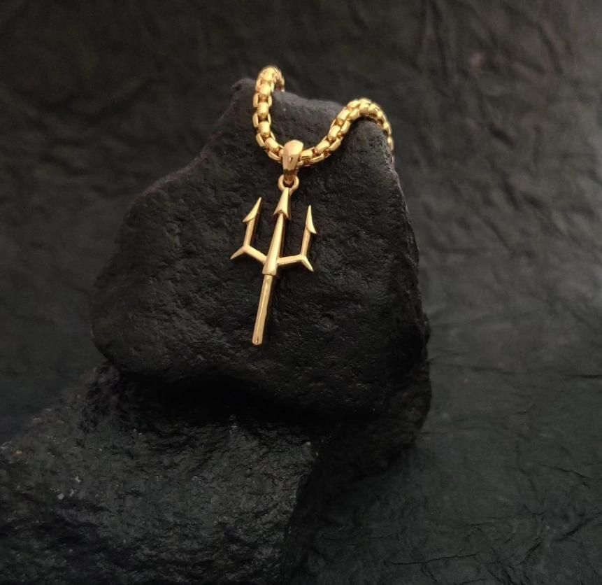 Trishul Pendant Chain (Gold Plated)