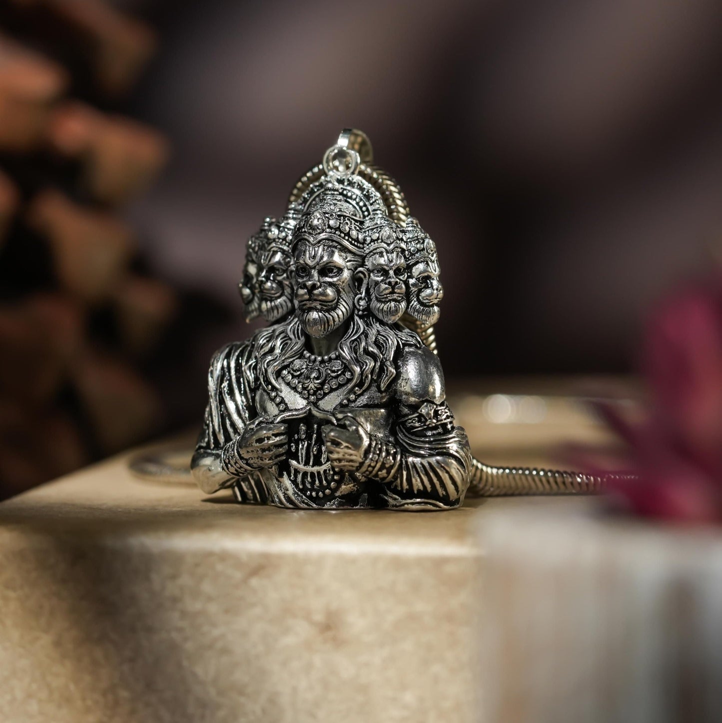 Panchamukhi Hanuman Pendant With Snake Chain