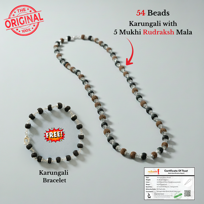 Rudraksh Karungali Combo Mala Silver Plated (Free Bracelet)