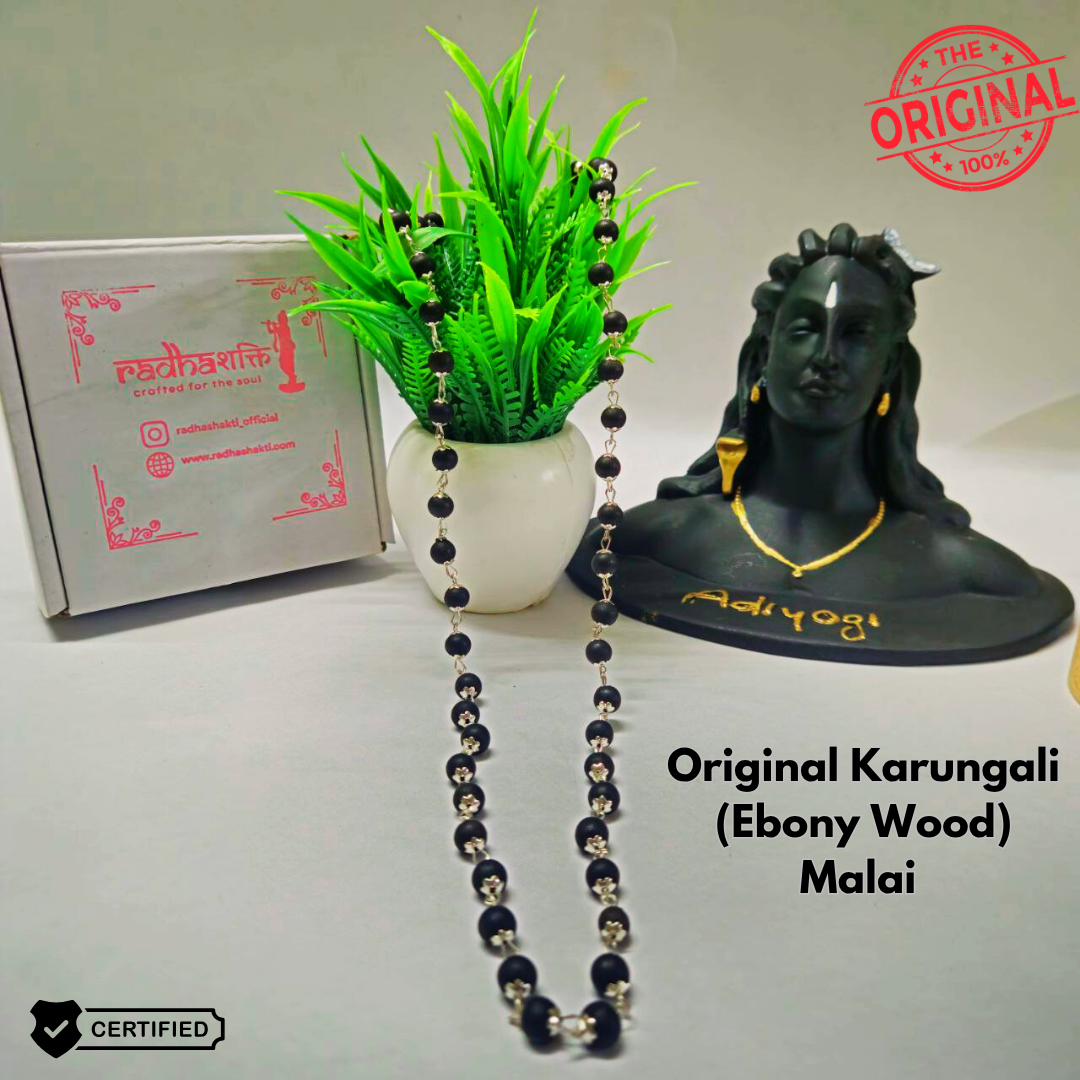 Karungali Rudraksh Mala Silver Plated (Free Bracelet)