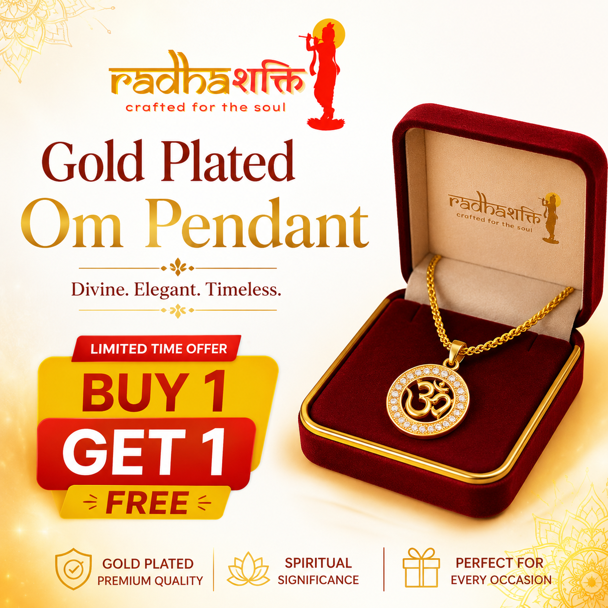 Gold Plated Om Pendant (with chain)