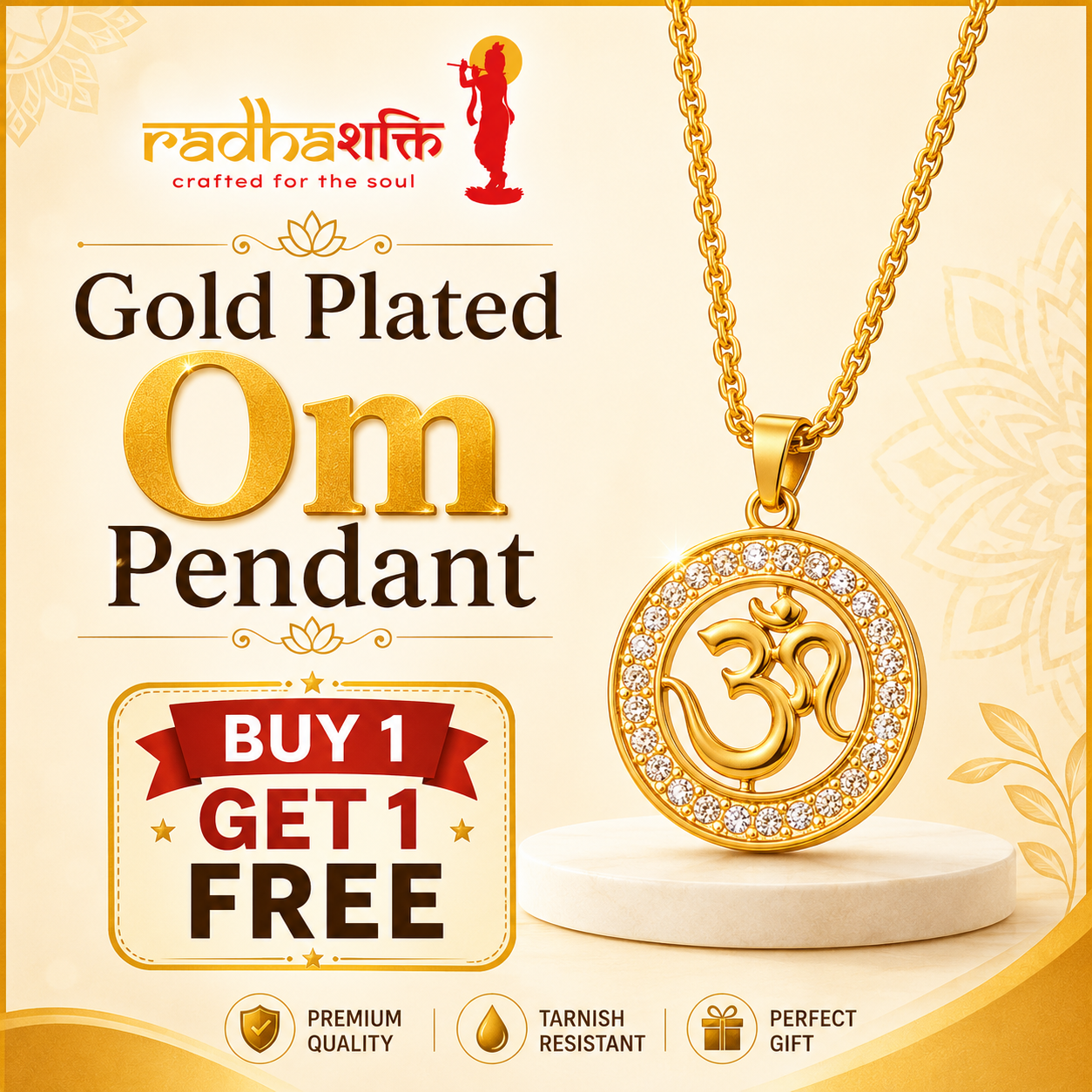 Gold Plated Om Pendant (with chain)
